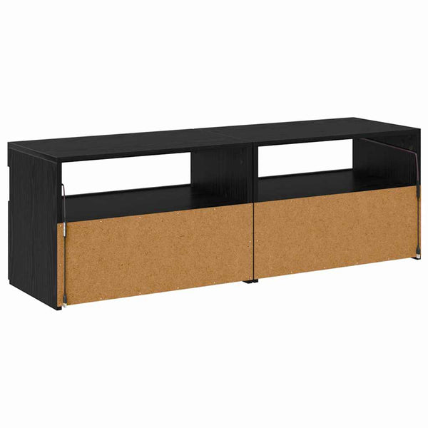 TV-Schrank mit LED Schwarz Eichen-Optik