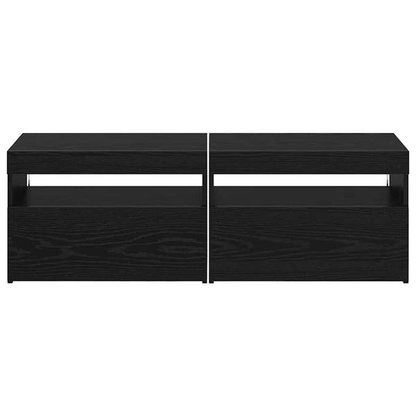 TV-Schrank mit LED Schwarz Eichen-Optik