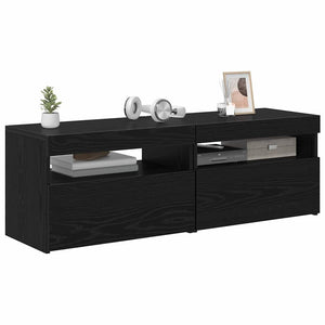 TV-Schrank mit LED Schwarz Eichen-Optik