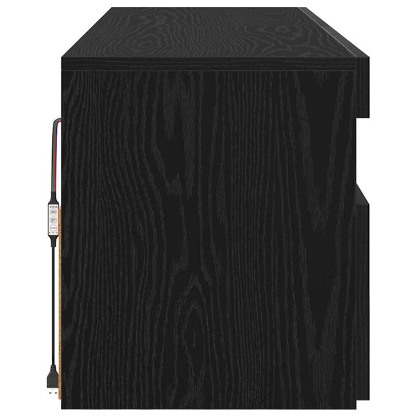 TV-Schrank mit LED Schwarz Eichen-Optik
