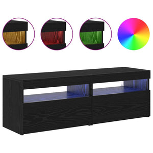 TV-Schrank mit LED Schwarz Eichen-Optik