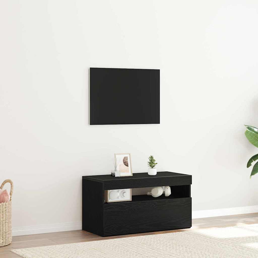 TV-Schrank Schwarz Eichen-Optik 75 cm