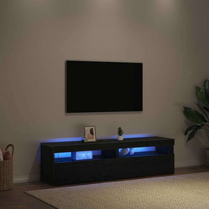 TV-Schrank mit LED Schwarz Eichen-Optik, 2er-Set