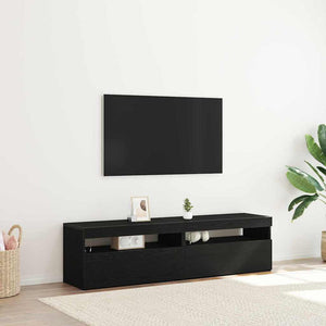 TV-Schrank mit LED Schwarz Eichen-Optik, 2er-Set