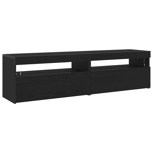 TV-Schrank mit LED Schwarz Eichen-Optik, 2er-Set