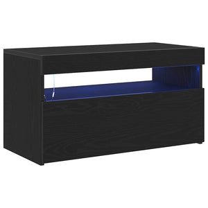 TV-Schrank mit LED Schwarz Eichen-Optik, 2er-Set