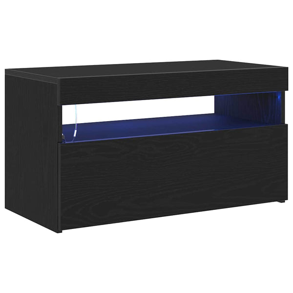 TV-Schrank mit LED Schwarz Eichen-Optik, 2er-Set