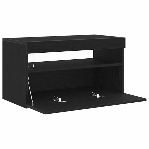 TV-Schrank mit LED Schwarz Eichen-Optik, 2er-Set