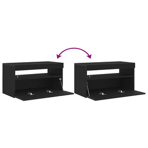 TV-Schrank mit LED Schwarz Eichen-Optik, 2er-Set