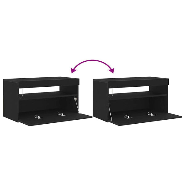 TV-Schrank mit LED Schwarz Eichen-Optik, 2er-Set