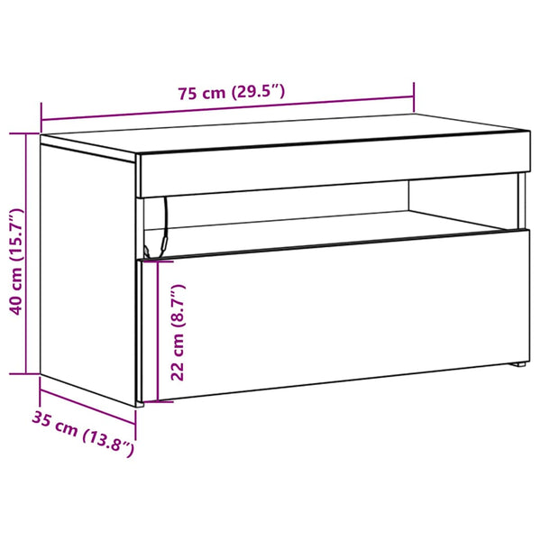 TV-Schrank mit LED Schwarz Eichen-Optik, 2er-Set