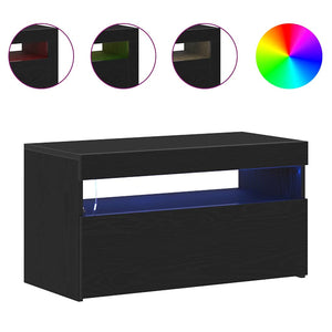 TV-Schrank mit LED Schwarz Eichen-Optik, 2er-Set