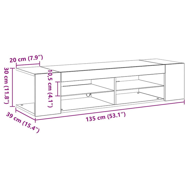TV-Schrank Schwarz Eichen-Optik 135 cm