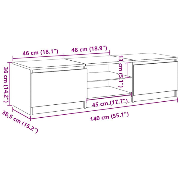 TV-Schrank Schwarz Eichen-Optik 140 cm