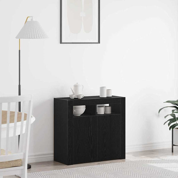 Schwarzes Sideboard Eichenoptik 80cm
