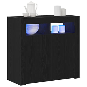 Schwarzes Sideboard Eichenoptik 80cm