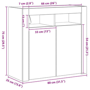 Schwarzes Sideboard Eichenoptik 80cm
