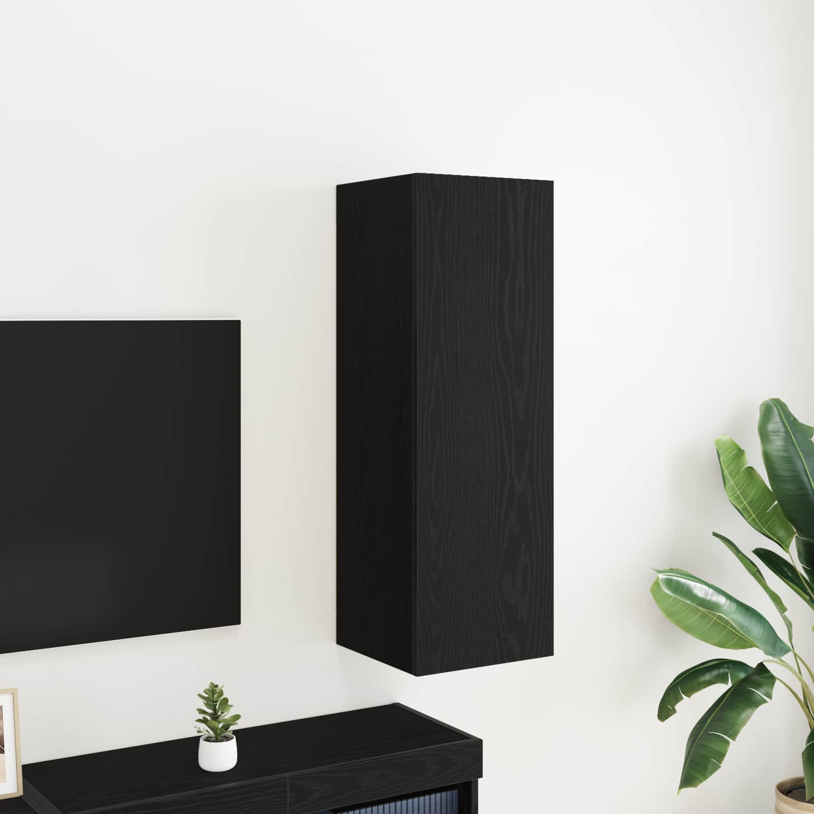 Wand-TV-Schrank, Schwarz Eichen-Optik, 90 cm