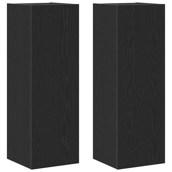 Wand TV-Schrank 2er Set Schwarz Eiche