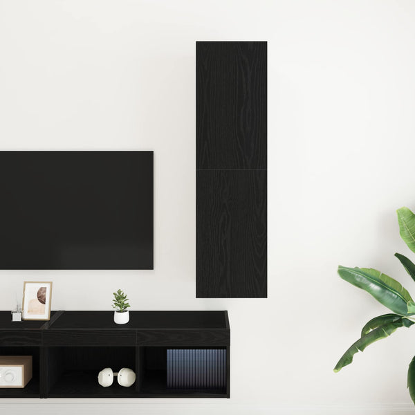Wand TV-Schrank Schwarz Eichenoptik 110 cm