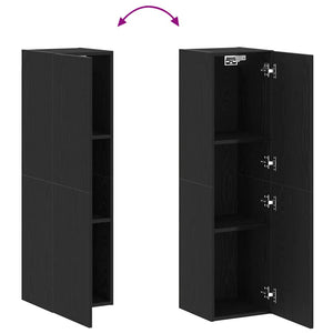 Wand TV-Schrank Schwarz Eichenoptik 110 cm