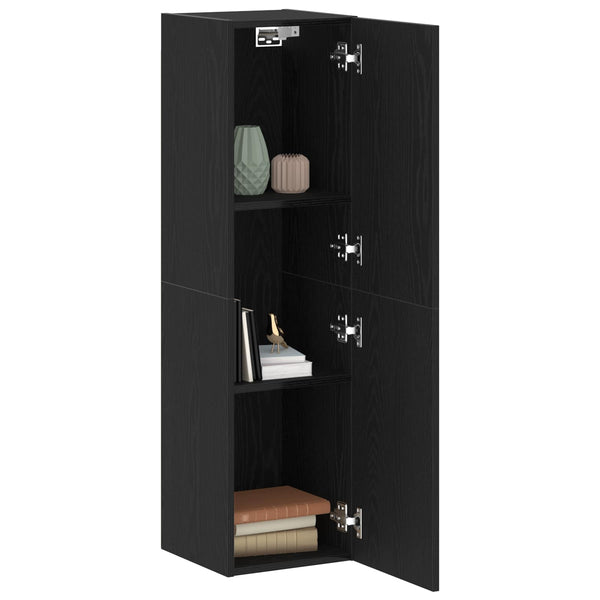 Wand TV-Schrank Schwarz Eichenoptik 110 cm