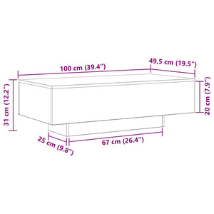 Schwarzer Couchtisch Eichenoptik 100 cm