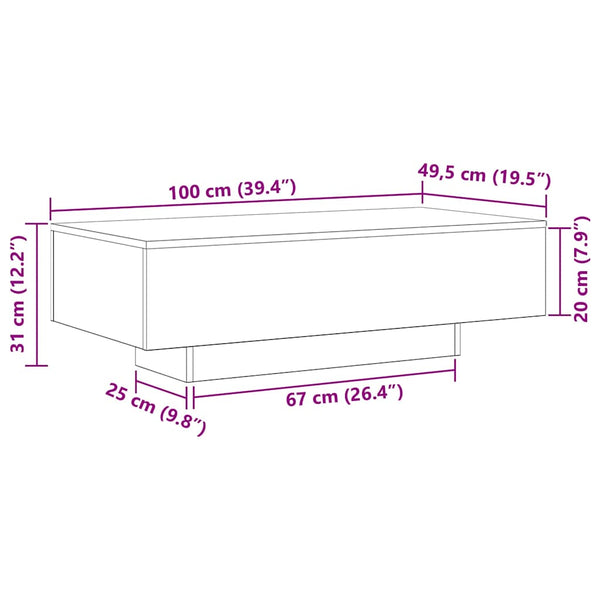 Schwarzer Couchtisch Eichenoptik 100 cm