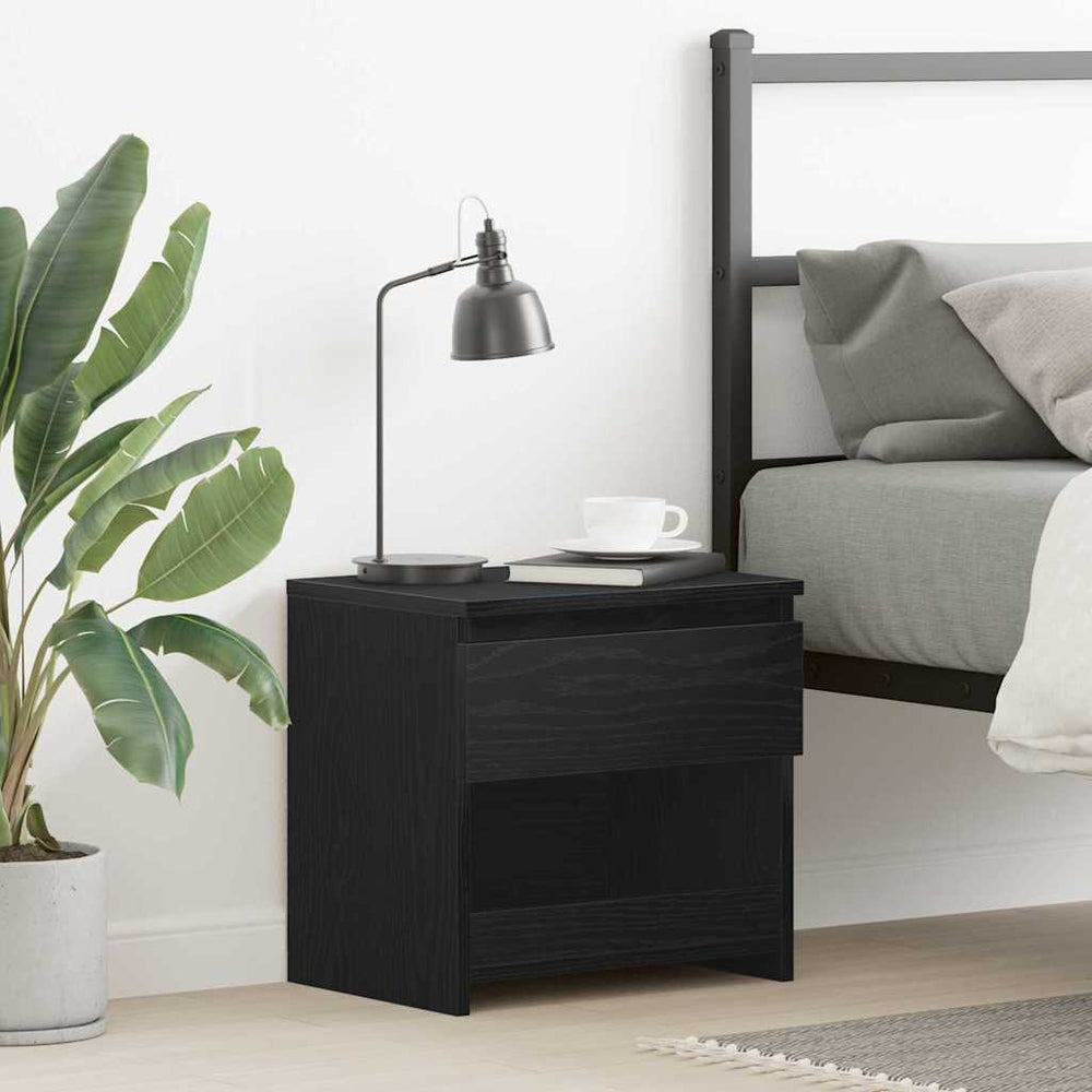 vidaXL Bedside Cabinet Black Oak Look 40 x 30 x 39 cm Engineered Wood