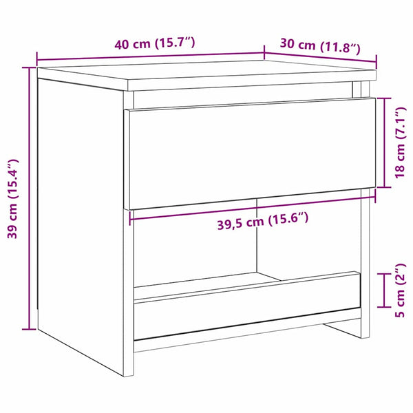 Nachttisch Schwarz Eichenoptik 40x30x39 cm