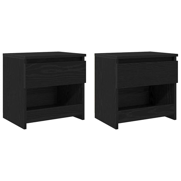 Nachttisch 2er-Set, Schwarz Eiche
