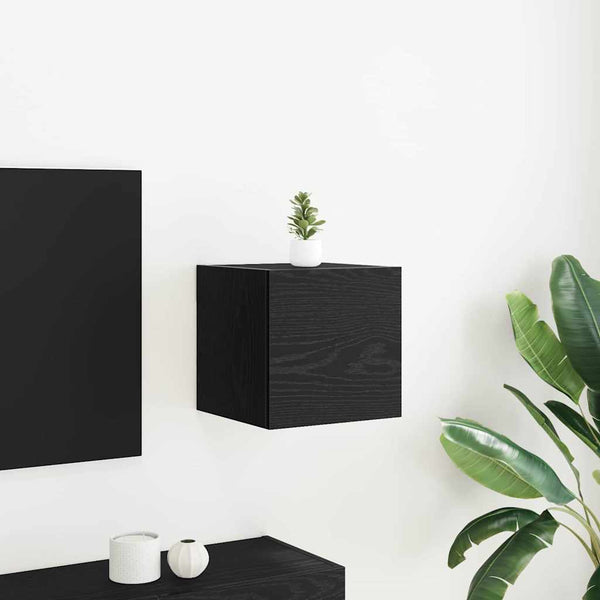 Wandmontiertes TV-Regal, Schwarz Eiche, 30,5 cm