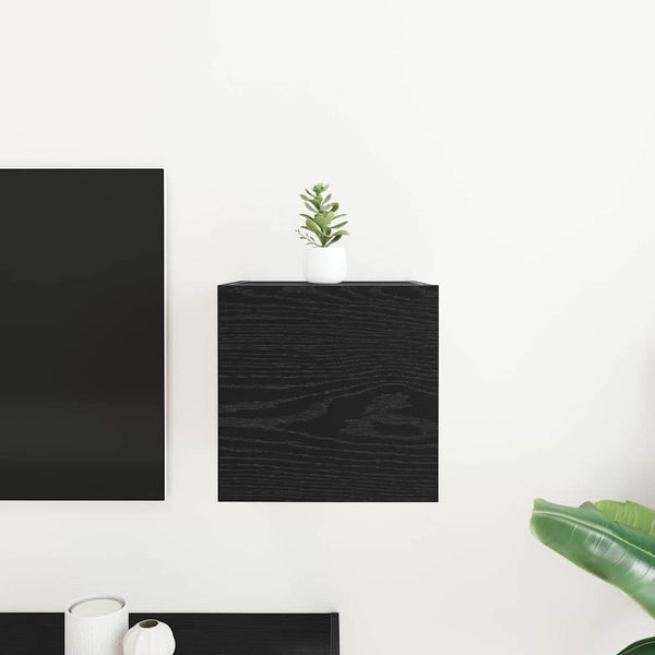 Wandmontiertes TV-Regal, Schwarz Eiche, 30,5 cm