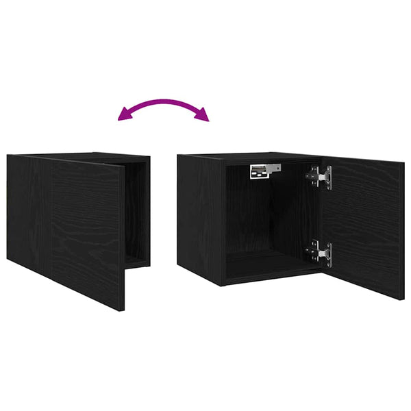 Wandmontiertes TV-Regal, Schwarz Eiche, 30,5 cm