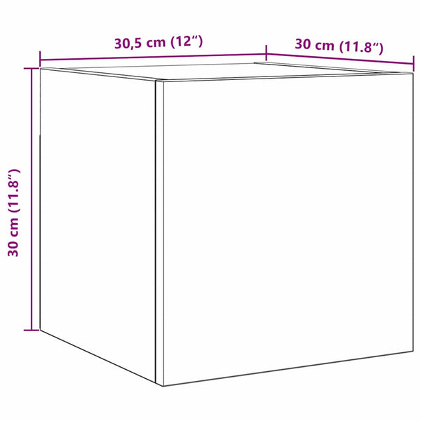 Wandmontiertes TV-Regal, Schwarz Eiche, 30,5 cm