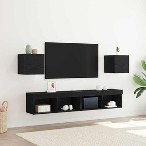 Wandmontiertes TV-Regal, 2er-Set, Schwarze Eiche