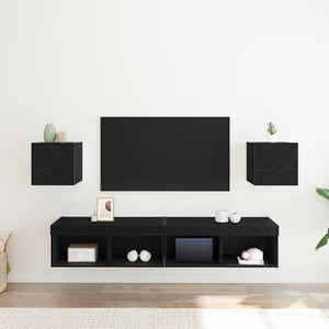 Wandmontiertes TV-Regal, 2er-Set, Schwarze Eiche