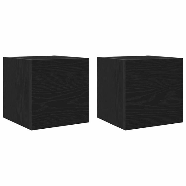 Wandmontiertes TV-Regal, 2er-Set, Schwarze Eiche