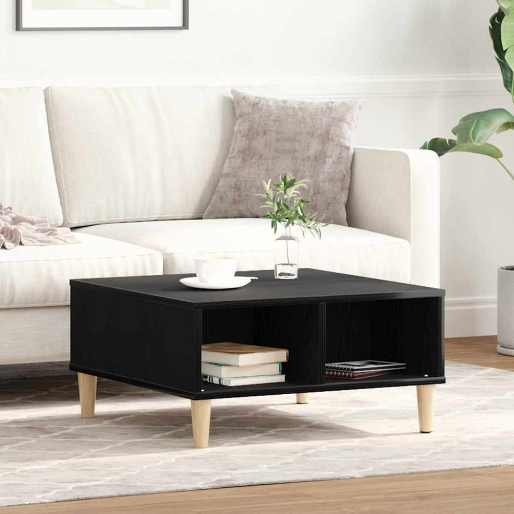 Schwarzer Couchtisch Eichenoptik 60x60 cm