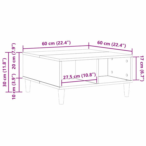 Schwarzer Couchtisch Eichenoptik 60x60 cm