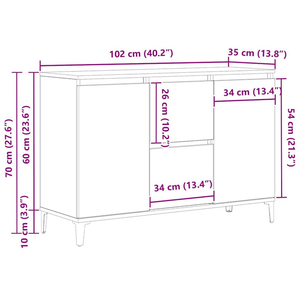 Schwarzes Sideboard Eichen-Optik 104cm