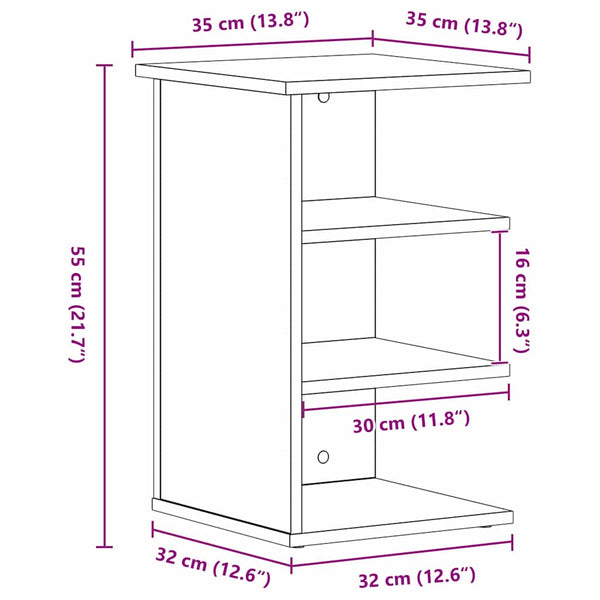 Schwarzer Seitenschrank Eichen-Optik 35x35x55 cm