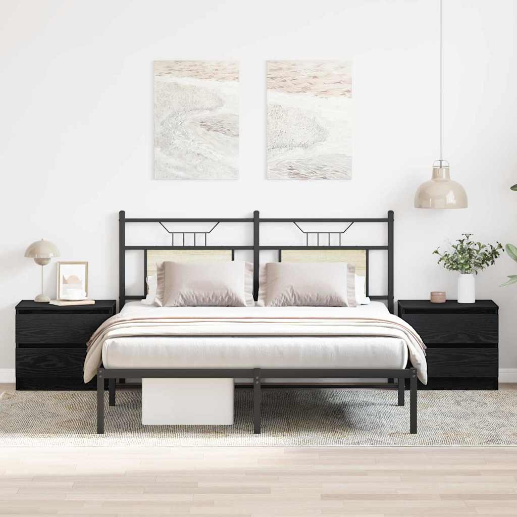 Nachttische 2er Set Schwarz Eiche
