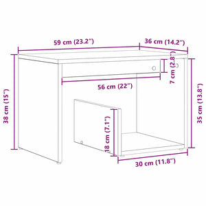 Schwarzer Beistelltisch Eichenoptik 59 cm