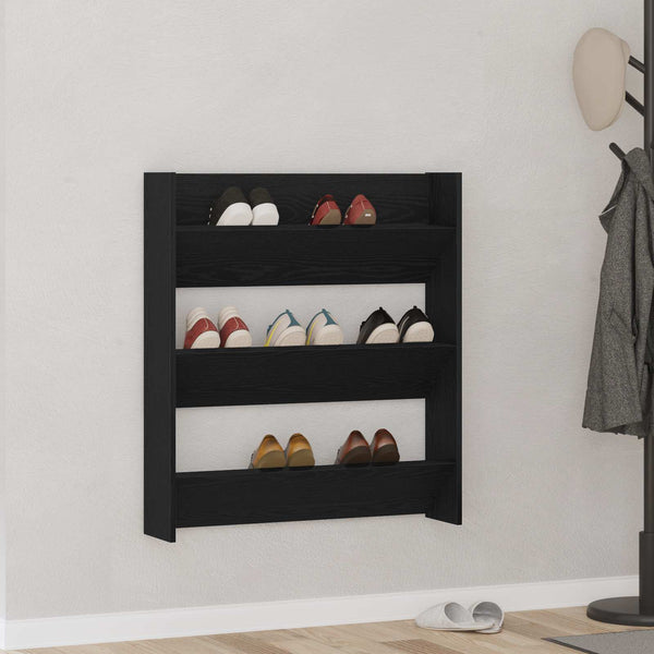 Schuhschrank Schwarz Eichenoptik 80cm