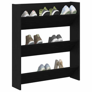 Schuhschrank Schwarz Eichenoptik 80cm