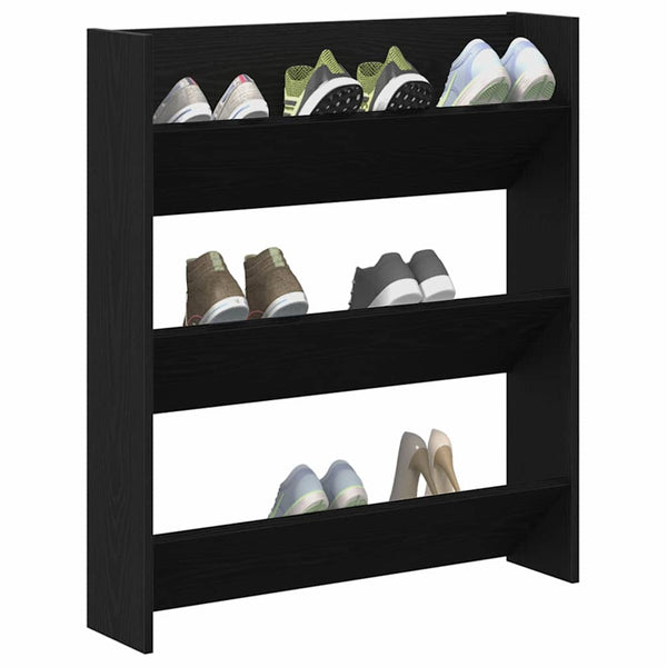 Schuhschrank Schwarz Eichenoptik 80cm