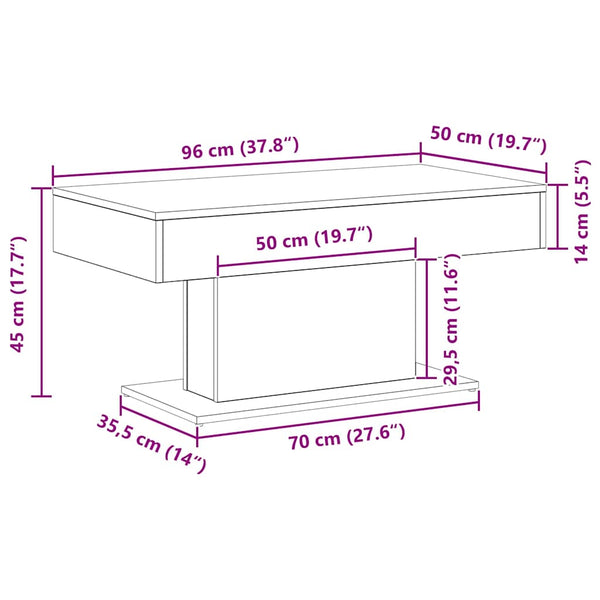 Schwarzer Couchtisch Eichenoptik 96x50 cm