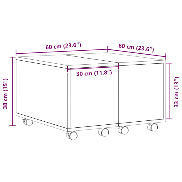 Couchtisch Schwarz Eichenoptik 60x60 cm