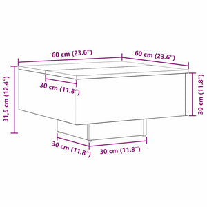 Schwarzer Couchtisch Eichenoptik 60x60 cm